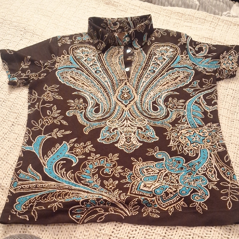 Unique Blouse Brown & Tourquoise